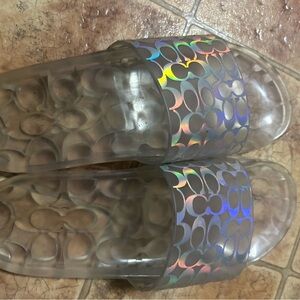 Holographic Slide Sandals
